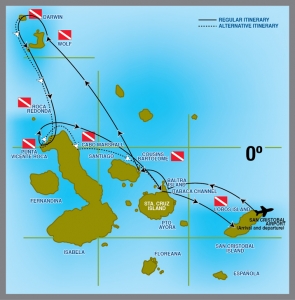 Маршрут и дайв-сайты сафари по Галапагосам к островам Дарвин и Вулф (Darwin & Wolf)