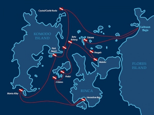 Карта маршрута дайвинг-сафари «Flores / Komodo»