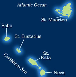 Карта северо-восточной части Карибских островов